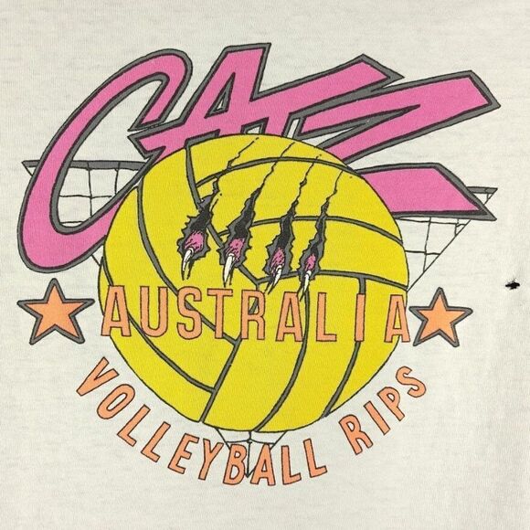 Catz Volleyball Rips T Shirt Vintage 80s Australia Beach Sports Mens Size Small - Picture 4 of 8